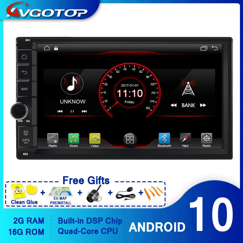 Автомобильный DVD-плеер AVGOTOP Android 10 мультимедийный универсальный автомобильный