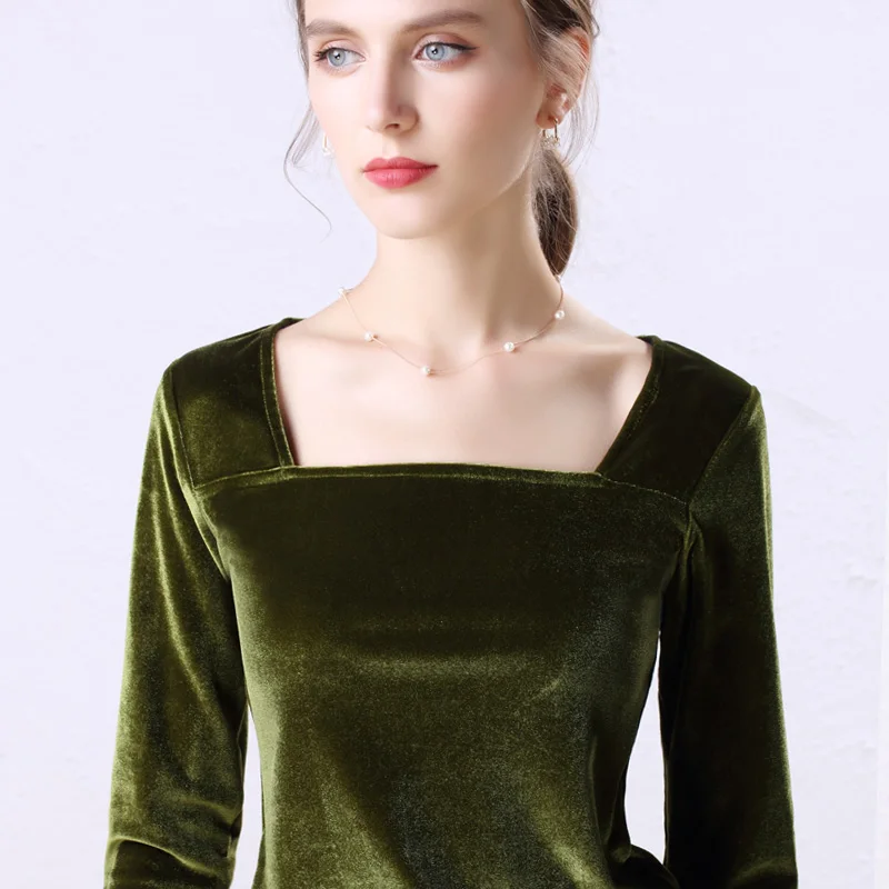 Burgundy,Black,Green Velvet T shirt 