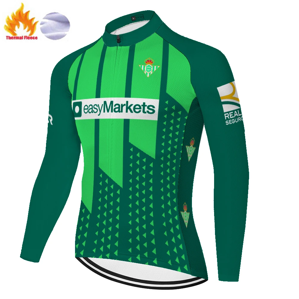 Зеленый Натуральный betis camiseta ciclismo team зимний теплый флисовый Быстросохнущий