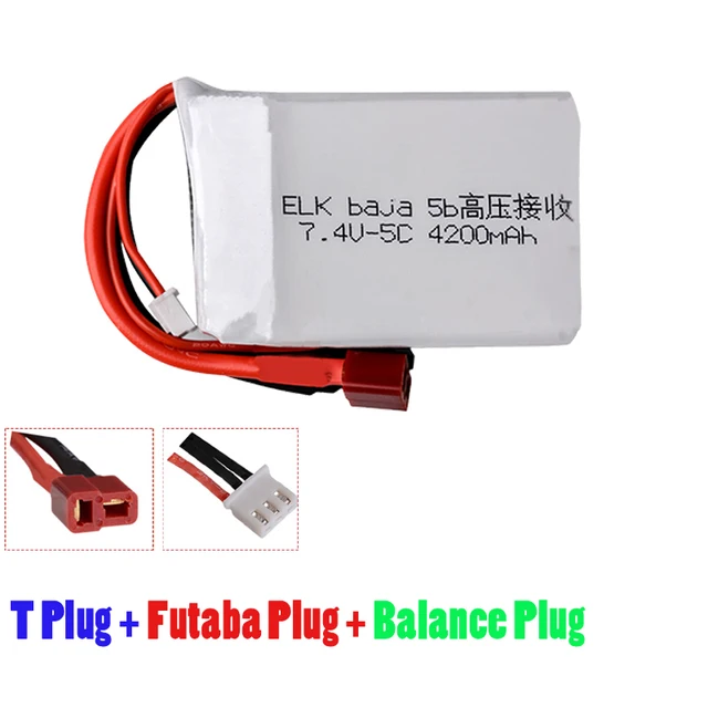 1Pcs 7.4V 4200MAH 5C RC Lipo Battery With T/Tamiya Plug (Customizable) Connectors For ELK-Racing Baja 5B 5T 5SC Remont Car Truck