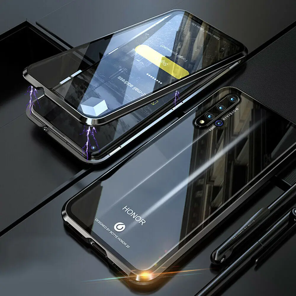 Двусторонний чехол с магнитной адсорбцией на 360 градусов для huawei P30 Lite Pro P20 Lite Pro Чехол для телефона - Цвет: Black