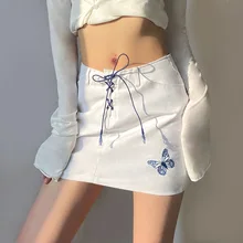 

Short Skirt 2021Summer Butterfly Pattern Solid Color Slim Skirt Female High Waist Clothing Fashion Ladies Casual Street Dress