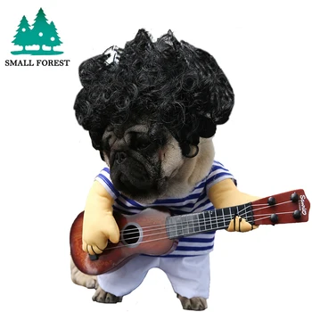 

Small Forest Funny Guitar Pet Clothes Dress Up Party Cat Dog Coat Guitarist Dressing Costume Pet Coat Cosplay Perform Clothes