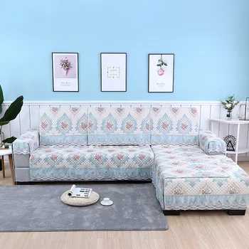 

High Quilted European printing Non-slip Sofa Mat Decorative Sectional Couch Cover Anti-dirty Dog Mat for Living Room sofa 1 PC