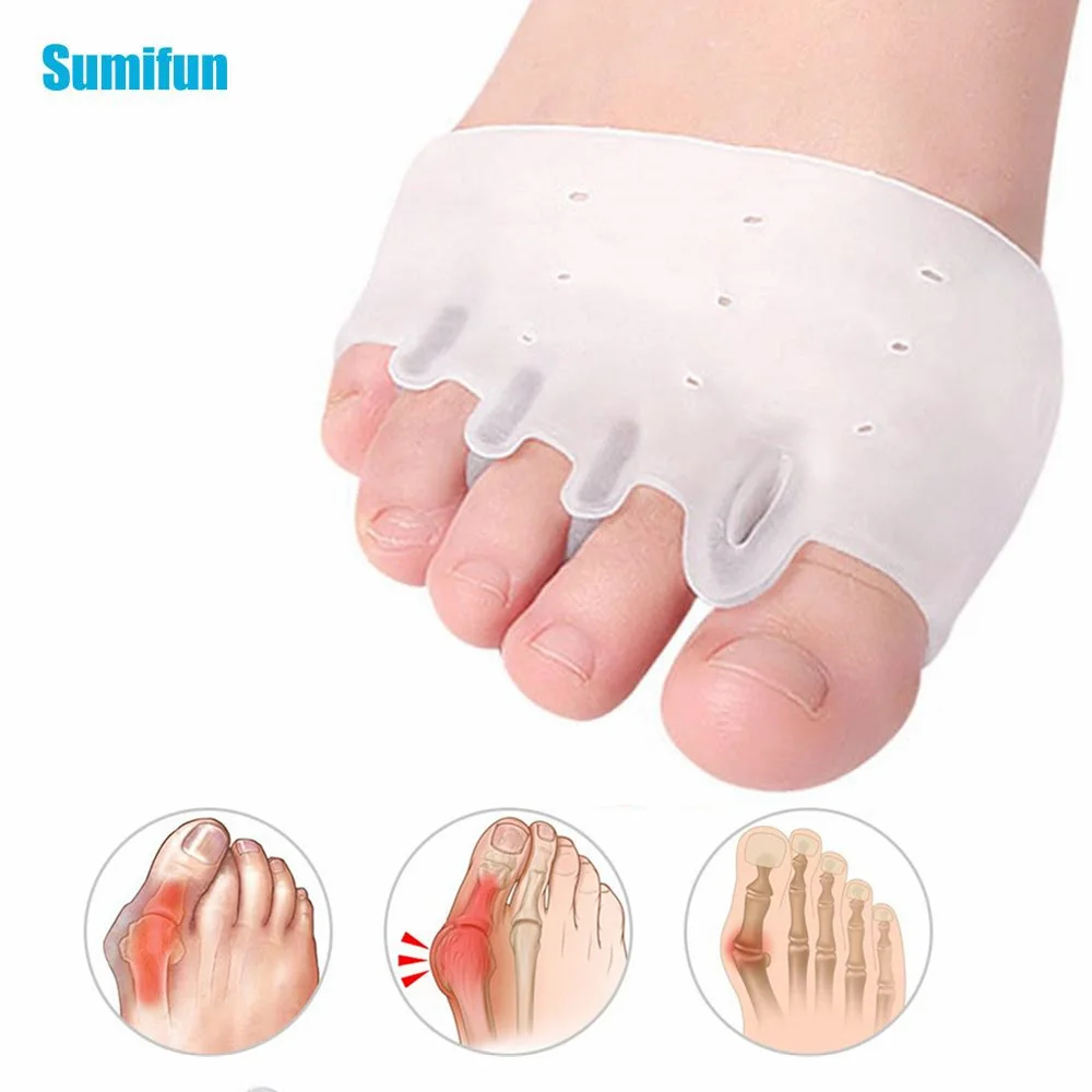 2pcs Silicone Gel Toe Separator Spacers Feet Callus Blisters Pain Relief Forefoot Pads Foot Correction Insoles Protector 2pcs refrigerator thermal overload protector 1 3hp 250w compressor replacement