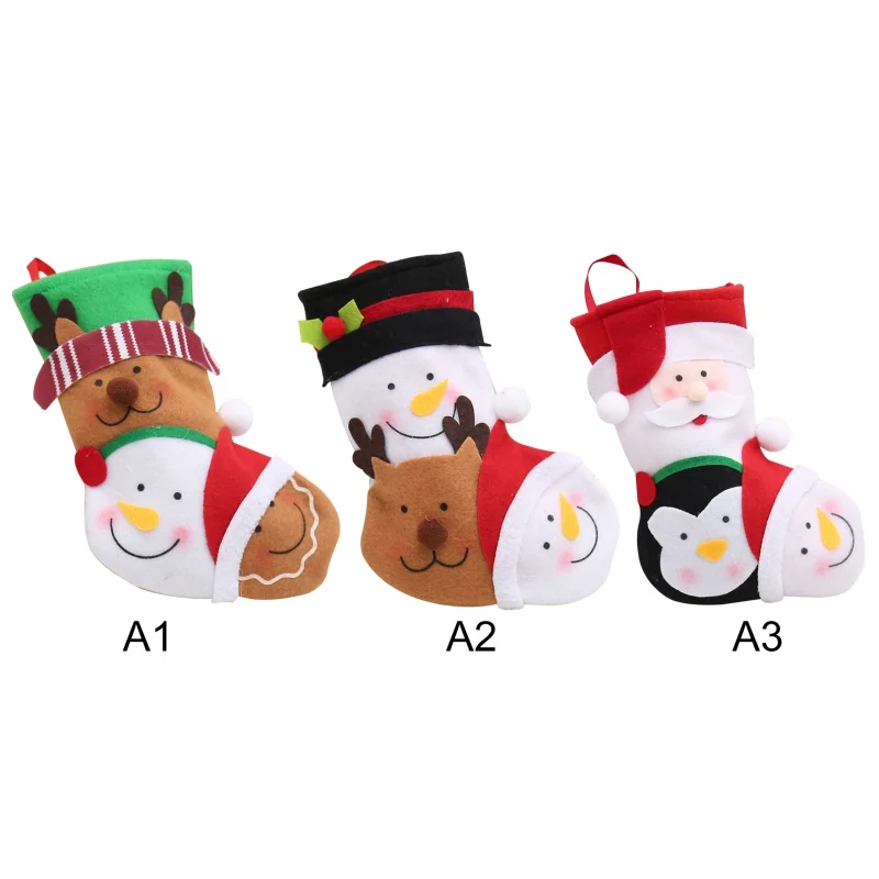 Рождественские чулки, милый Санта-Клаус, снеговик, олень, конфета, Подарочный пакет для рождественских украшений