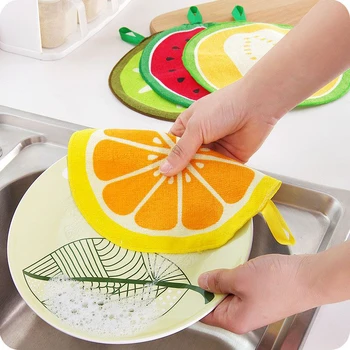 

Cute Fruit Kitchen Towels Dish Cloth Hanging Absorbent Soft Cleaning Wiping Rags home kitchen cleaning cloths