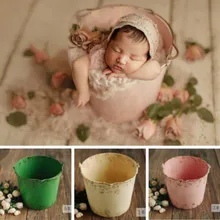 Seaux en fer colorés pour photographie de nouveau né, récipients rétro pour bébés, accessoires de pose pour bébés