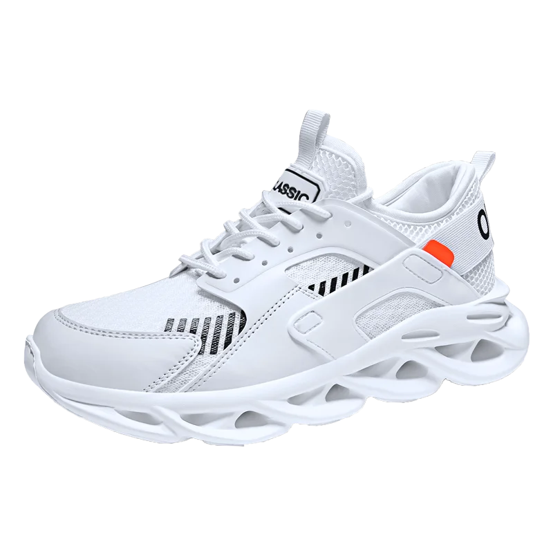 Мужские кроссовки, обувь для бега, Мужские дышащие сетчатые уличные спортивные женские кроссовки, черные кроссовки, мужские кроссовки - Цвет: Белый