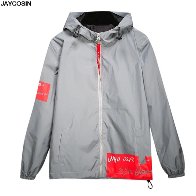 New full reflective jacket men women harajuku windbreaker jackets hooded hip-hop streetwear night shiny zipper coats jacke 9927
