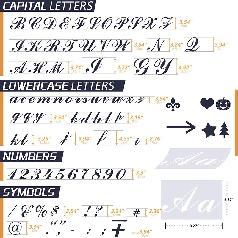 40 個セット英語手紙ステンシル塗装金アルファベット看板書道フォントアッパー小文字再利用可能な L5 ウォール ステッカー Aliexpress