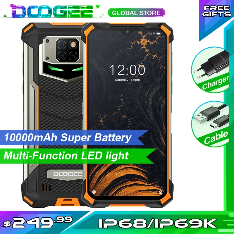 Смартфон DOOGEE S88 Pro защищенный IP68/IP69K 10000 мАч 6 3 дюйма FHD + Helio P70 8 ядер 128 ГБ Android