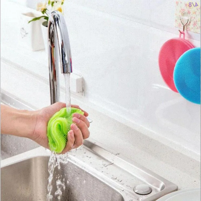 

Hot Magic Silicone Dish Bowl Cleaning Brush Multifunction Scouring Pad Pot Pan Wash Brushes Kitchen Cleaner Washing Tool