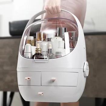 

Cosmetics storage box desktop cosmetics rack portable dust-proof portable makeup box drawer jewelry storage box space capsule [e