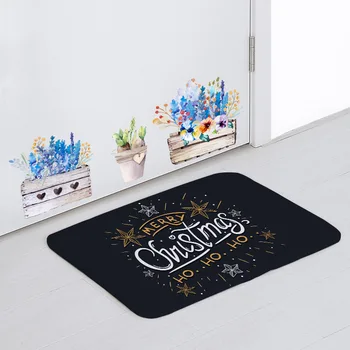 

Cartoon Christmas Style Doormat Pine Deer Santa Claus Living Room Decorative Blanket Bathroom Kitchen Non-Slip Absorbent Pad