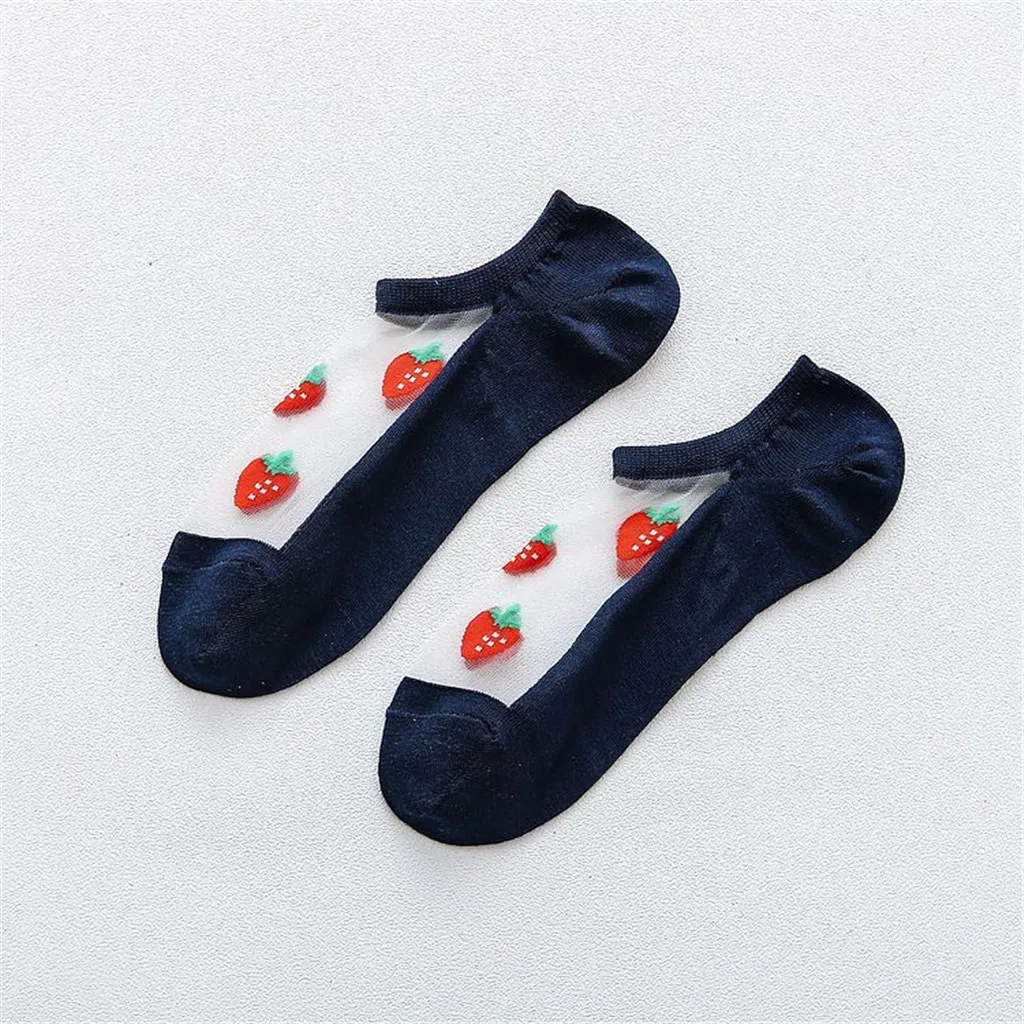 Women Casual Summer Fashion Transparent Silk Fruit Print Socks Short Cute Sock 2020 new Women Casual Summer Fashion Transparent Silk Fruit Print Socks Short Cute Sock 2020 new