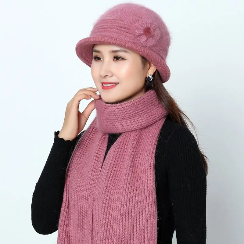 New Winter Brand Hats for Women Knitted Beanie Hat Cap For Female Rabbit Hat Scarf Warmer Balaclava Knitted Hat Mother's Gift