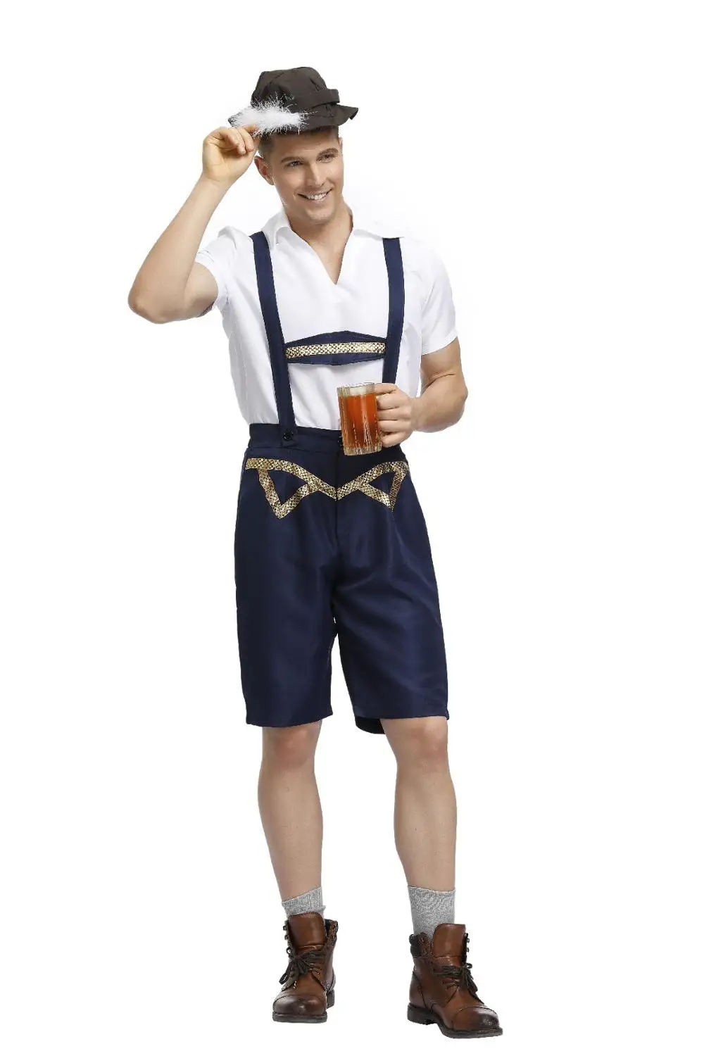 Мужской модный немецкий костюм на Октоберфест Lederhosen традиционный баварский