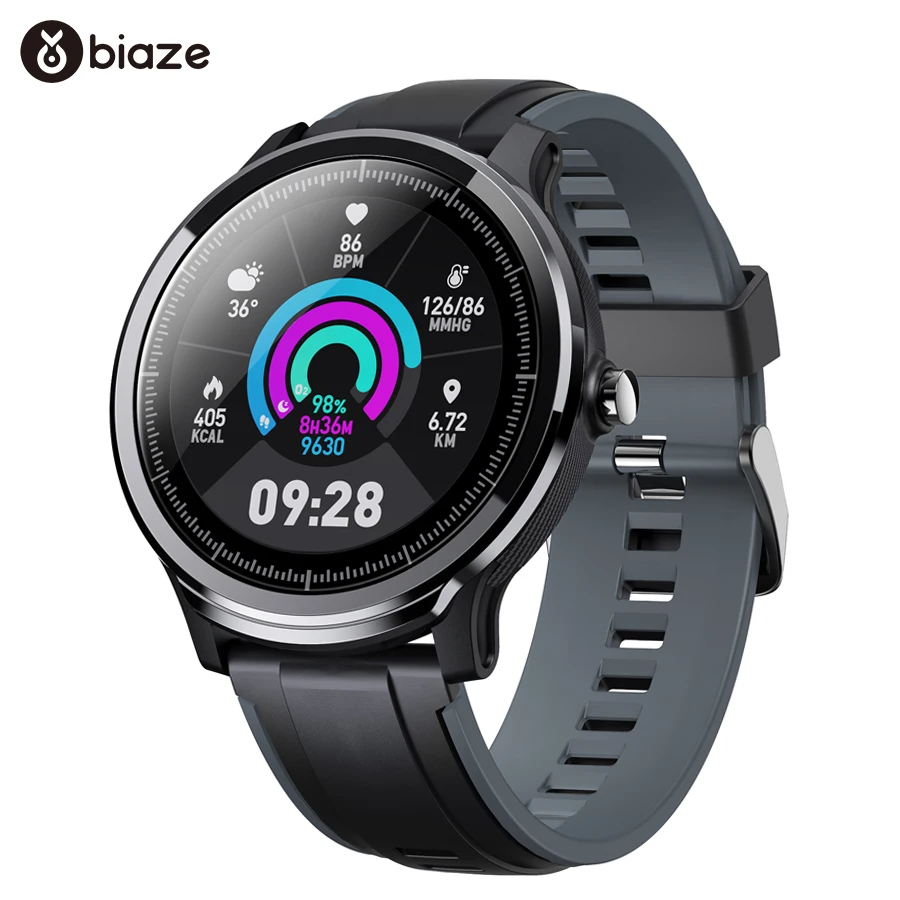 

Biaze Men Women Smart Watch BL4 1.3" Round Display Full Touch Heart Rate Blood Pressure Monitor For iOS Android Sport Smartwatch