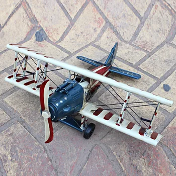 

Retro make old model airplane handmade tin model American flag plane vintage home decor birthday gift for boys