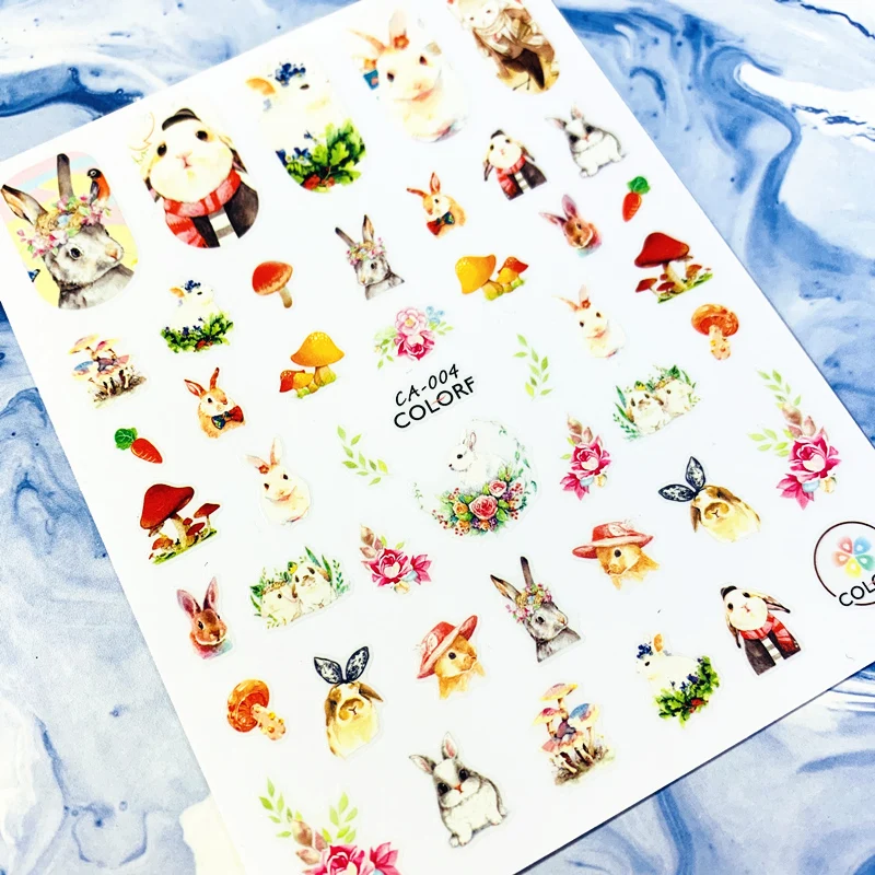 Newest CA sereis CA-004 Cute rabbit 3d nail art sticker nail decal stamping export japan designs rhinestones decorations