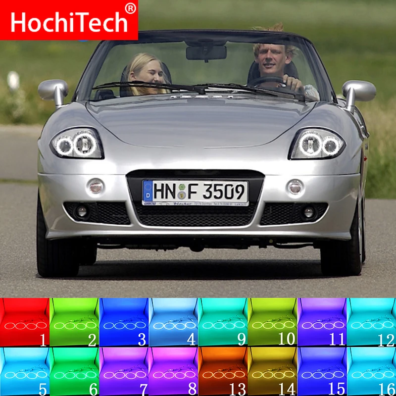Latest Headlight Multi-color RGB LED Angel Eyes Halo Ring Eye DRL RF Remote Control For Fiat Barchetta 1995-2005 Accessories | Автомобили