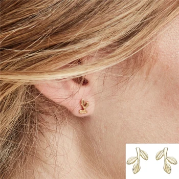 

ROXI 925 Sterling Silver Spring Leaf Leaves Small Stud Earrings for Women Party Accessories Pendientes Mujer Minimalist Earrings