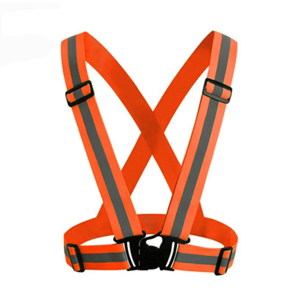 HiMISS Adjustable V-shape Reflective Safety Vest Luminous Elastic Belt for Night Running Cycling Sports Outdoor Clothes - Цвет: Orange