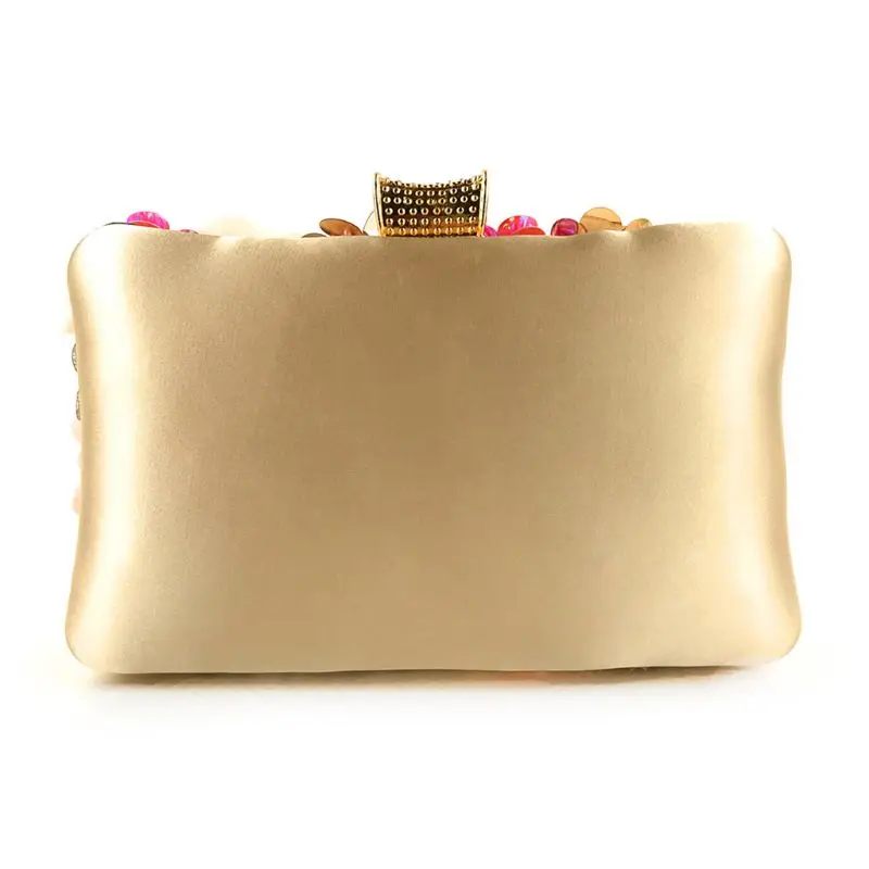 Women Clutch Colorful Flowers String Beads Handbag Elegant Party Shoulder Bag