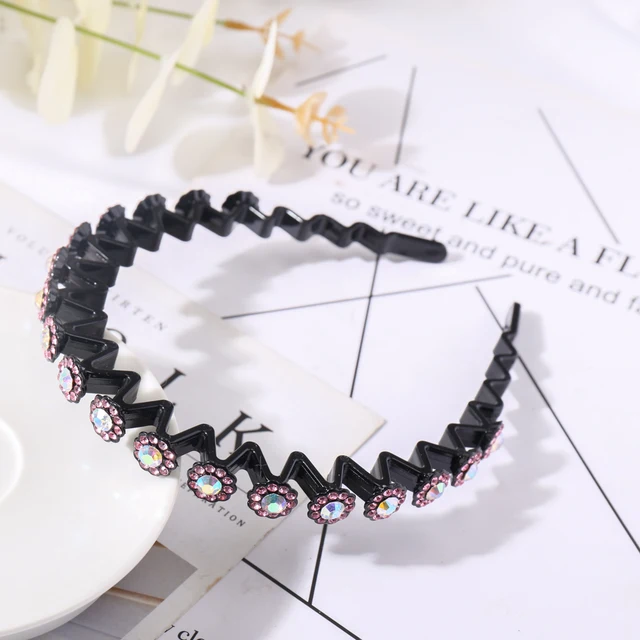Fashion Pearl Non-Slip Rhinestone Hairbands Elastic Flower Women Hair Hoop Bands Headband Bezel Girls Hair Accessories Headdress big pink