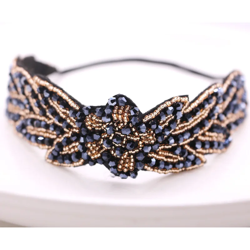 Ethnic Glass Beads Handmade Headband Pearl Rhinestone Customized Beaded Hairband For Women & Girls Hair Accessories