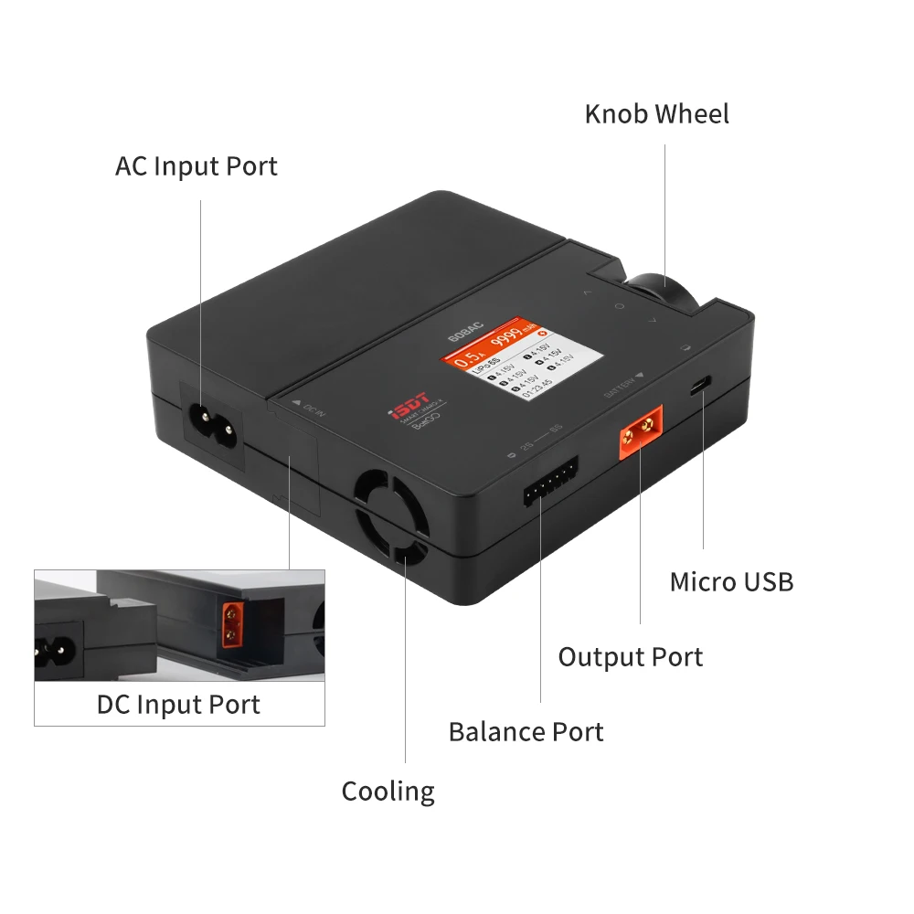 $42.49 New ISDT 608AC AC 60W DC 200W 8A BattGo w Detachable Supply Smart Battery Charger Discharger for R