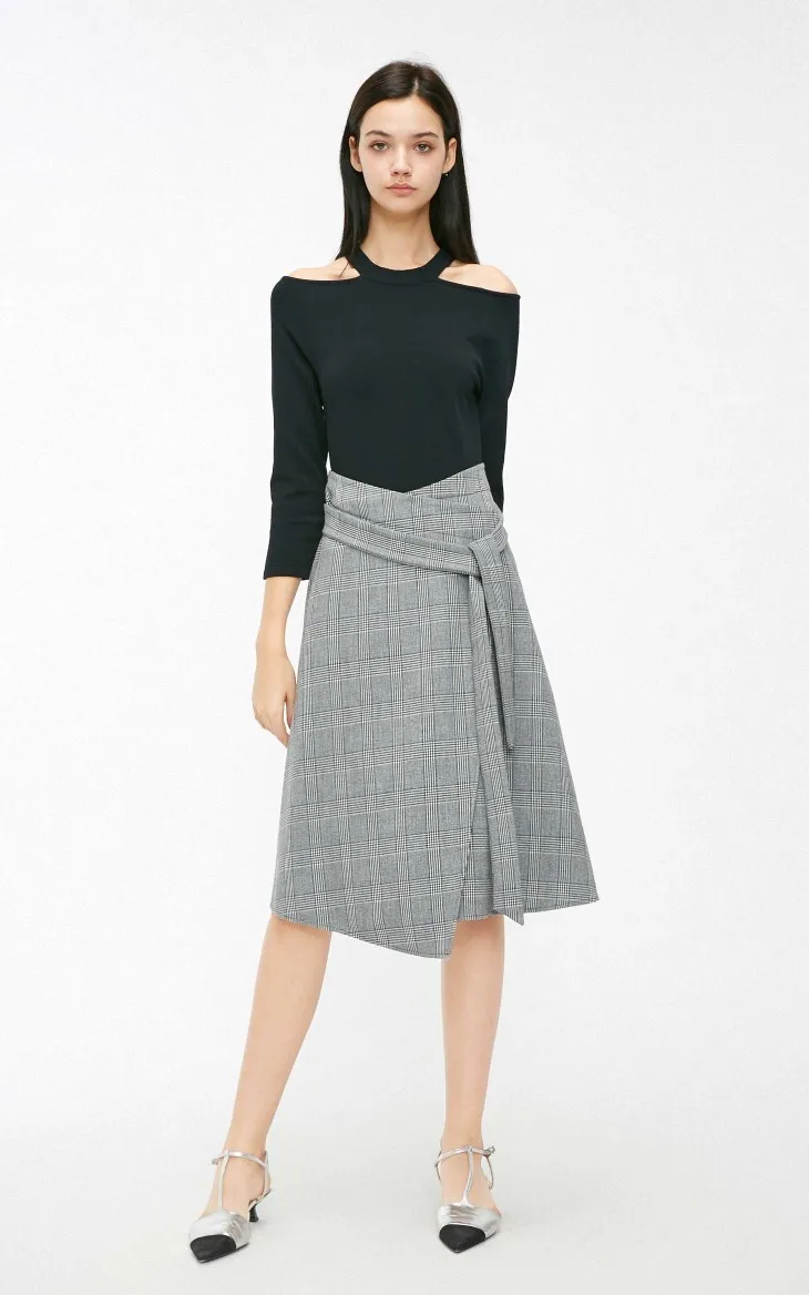 Vero Moda женское платье с открытыми плечами с клетчатым подолом | 319146526