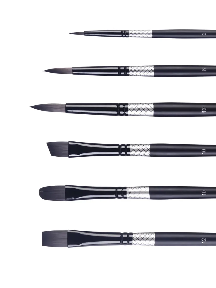 Set di 6 pennelli professionali per acquerelli, per pittura a guazzo, acquerello, olio, acrilico, miniature artistiche
