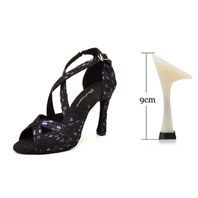 Black 9cm Ladingwu/Новинка; обувь для латинских танцев; женская обувь для танцев; Цвет черный, золотой; Обувь для бальных танцев; замшевая обувь для бальных танцев; танцевальные сандалии - Цвет: Black 9cm