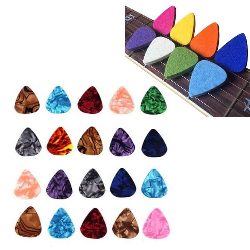 50-Pack 0.46Mm Stylish Colorful Guitar Celluloid Picks Plectrums For Bass & 8 Pieces Ukulele Felt Picks/Plectrums Ukul | Спорт и