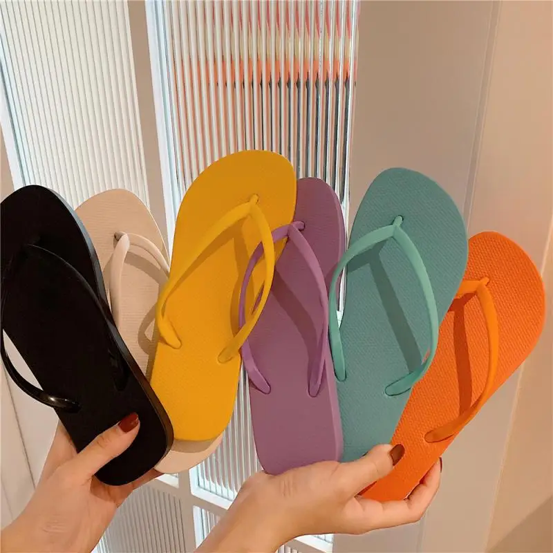 US $7.74 Candy Color Beach Flip Flops Female Summer Slippers Sandals Soft Pvc SlipOn White Purple Shoes Woman Fashion Slides Sh407