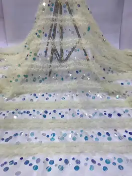 

Blue African Lace Fabric 2019 High Quality Lace Sequin Fabric French Nigerian wholesale Lace Fabric Gold Embroidery Wedding Lace