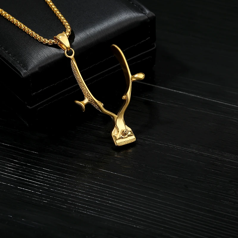 

Haircut Scissors Pendant Necklace 316L Stainless Steel Hip Hop Mini Gold Color Hair Styling Device Barber Necklace for Men BFF