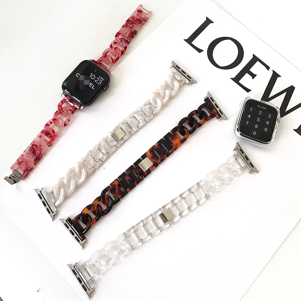 New strap For Apple Watch Band 44mm 42mm iwatchband Series 6 4Small Fragrance Resin band for apple watch 5 38mm 40mm 3 2 1 | Наручные