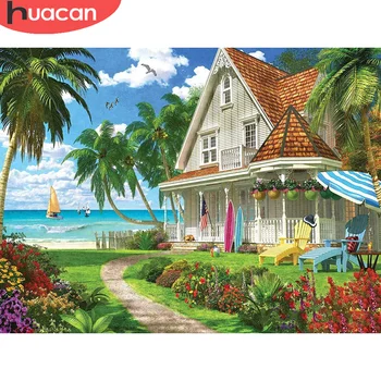 

HUACAN Diamond Painting House Landscape 5D Full Square/Round Diamond Art Embroidery Scenery Home Decor