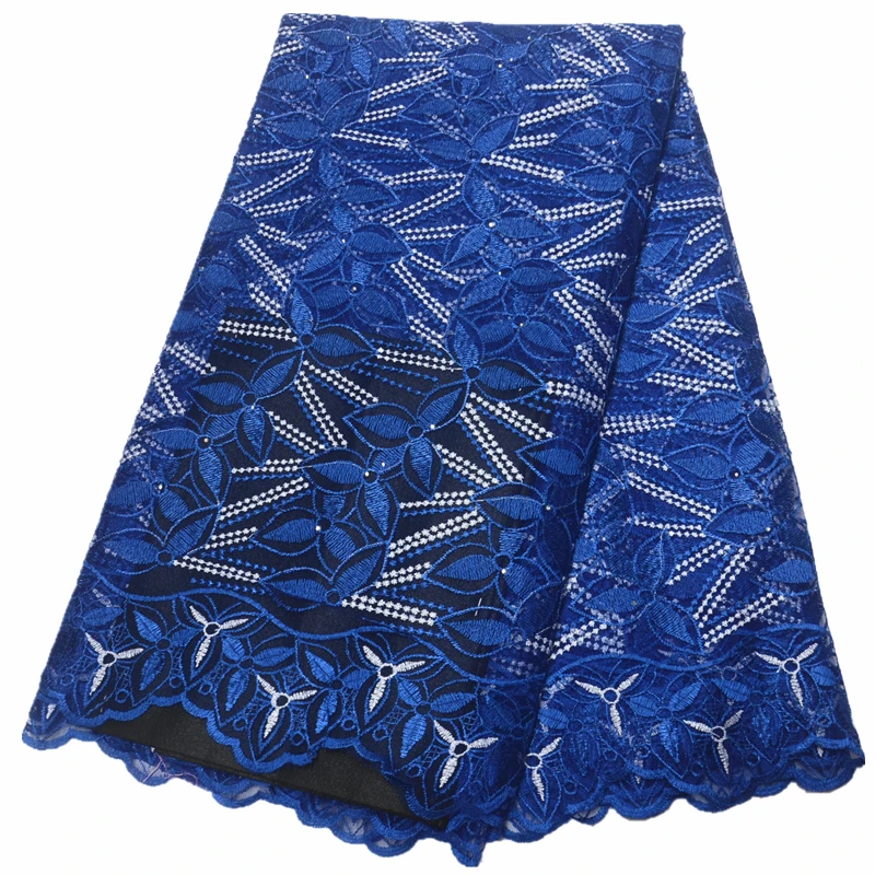 Новейшая синяя французская кружевная ткань с камнями 5 ярдов за штуку африканская кружевная ткань африканская ткань нигерийская кружевная ткань - Цвет: 18