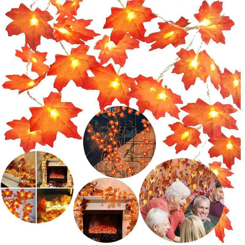 

1M 10Led Maple Leaves Led Strip Light AA Battery Autumn Plants Fence Party Lights For Thanksgiving Halloween Decoration