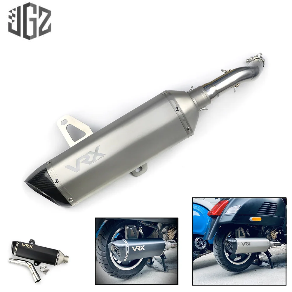 Motorcycle Stainless Steel Carbon Exhaust Pipe Middle Tail Link Clip On Pipe For VESPA GTS 250 300 2013 - 2019 2020 Accessories