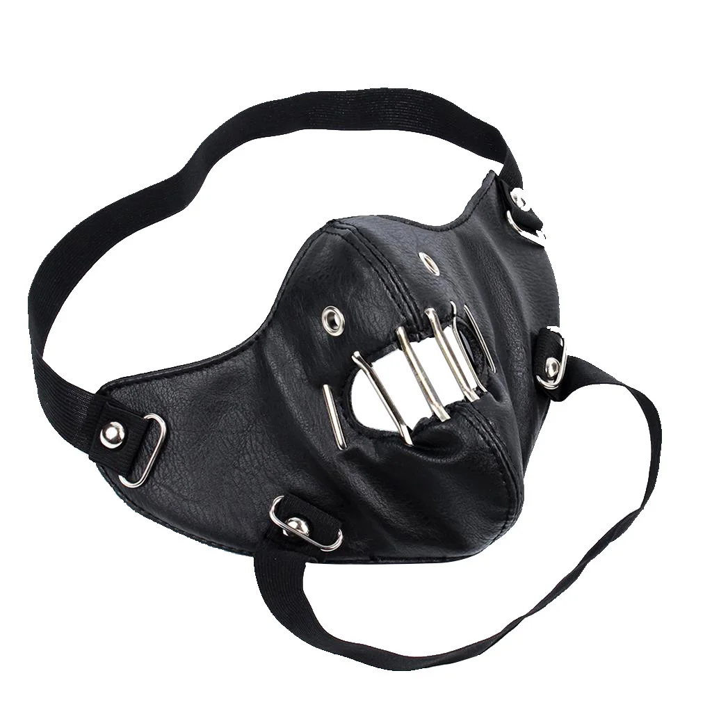 Unisex Punk Rock Gothic Half Face Mask Motorcycle Biker PU Leather Party Accessories