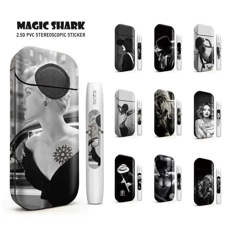 Чехол Magic Shark для IQOS черный белый ПВХ наклейки 2 4 Plus электронная сигарета горячая
