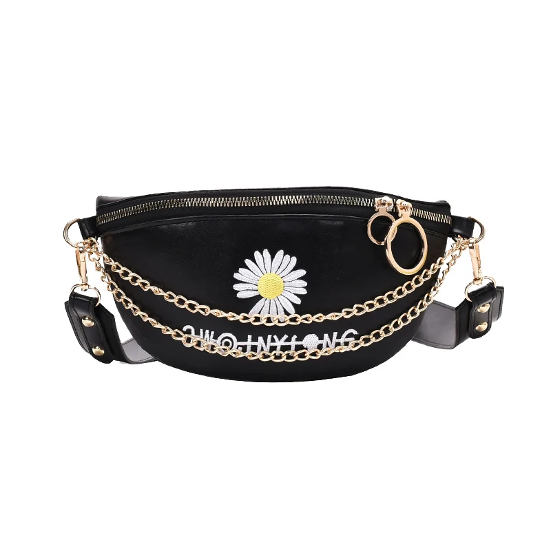 

Fashion Designer Women's Waist Bag Little Daisy PU Leather Chain Sum Per Band Fanny Pack Bananka Satchel Belly Band Belt Bag