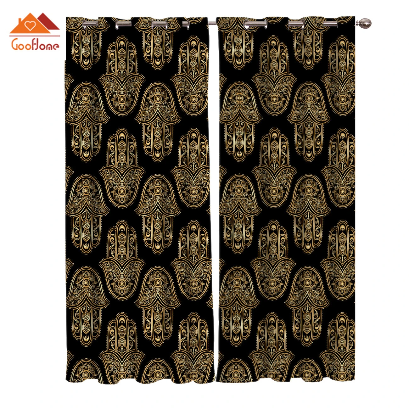 Retro Black And Gold Mandala Window Curtains Living Room Outdoor Fabric Drapes Curtain Home Decor Curtains Aliexpress