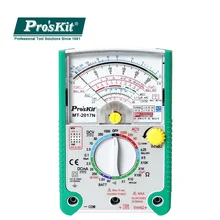 Proinfkit mt2017 multímetro analógico, função de proteção e de segurança, medidor de teste padrão ohm dc, multímetro de resistência à tensão atual