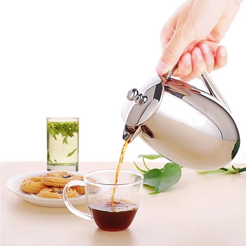 

Outdoor Camping Coffee Pot Press Coffee Maker Stainless Steel Coffee Percolator Pot Double Wall Cafetiere Coffee Container